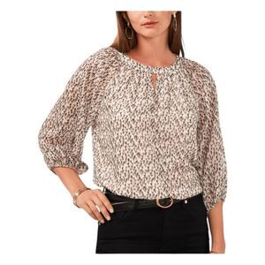 Vince‎ Camuto Snakeskin Print Chiffon Blouse Black White S
